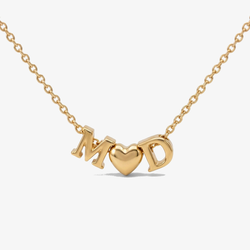 Colar Duas Iniciais com Coração dourado