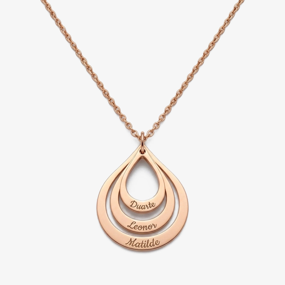 Colar Gotas com Nomes dos Filhos rosé
