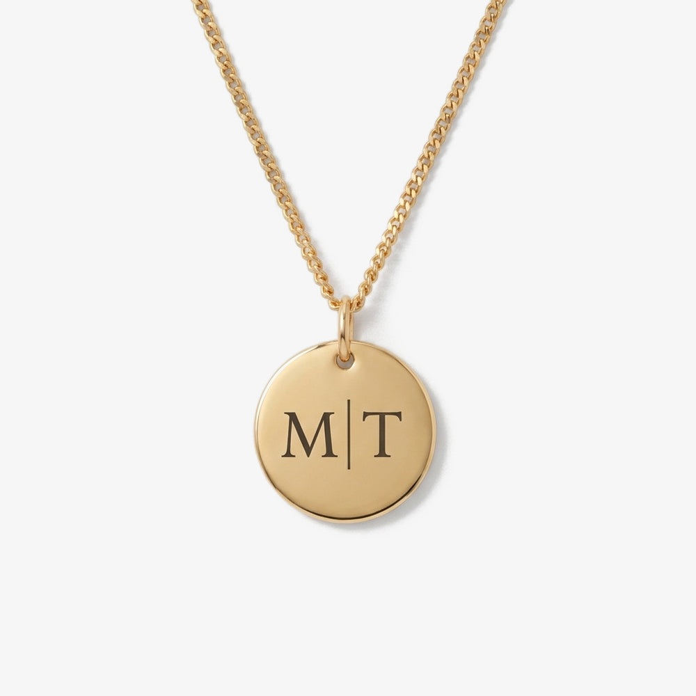 Colar Medalha Duas Iniciais dourado
