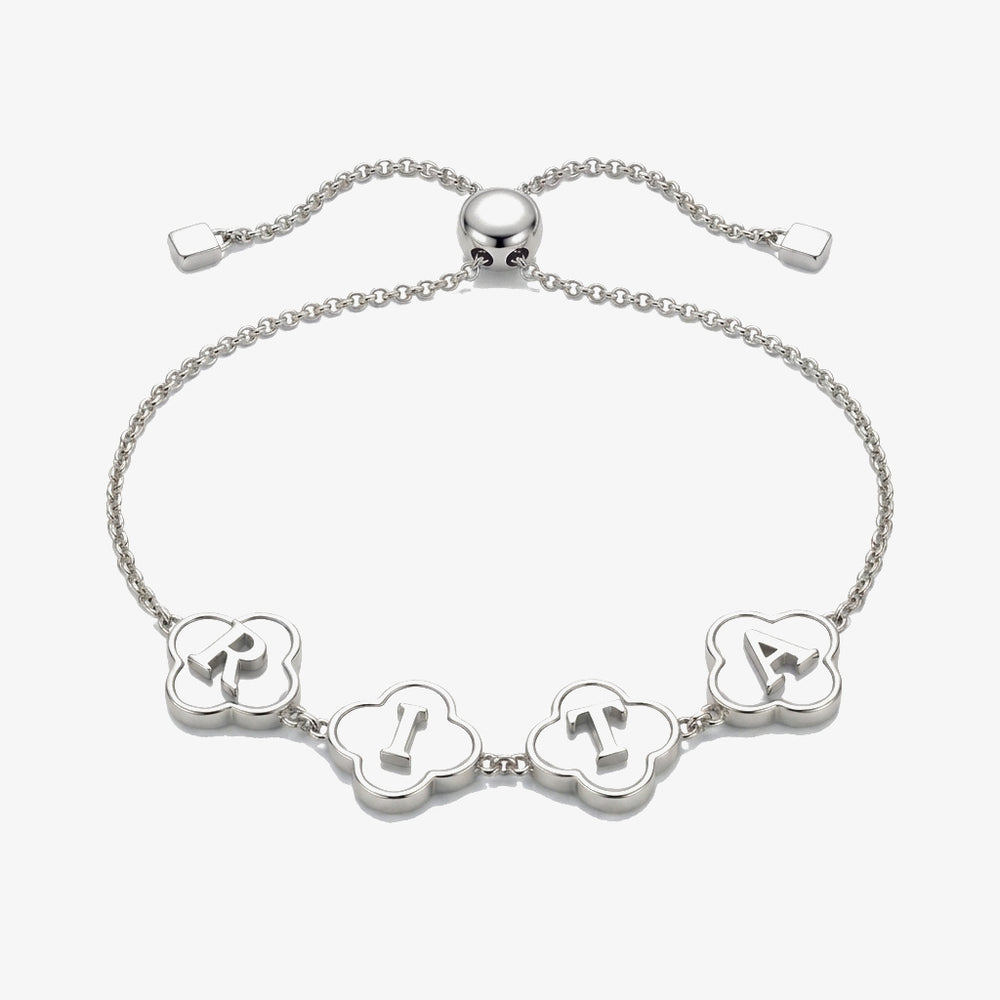 Pulseira Trevos com Nome prateado