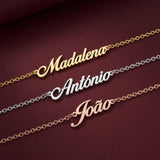 Pulseira Assinatura em dourado, prateado e rosé, com os nomes Madalena, António e João