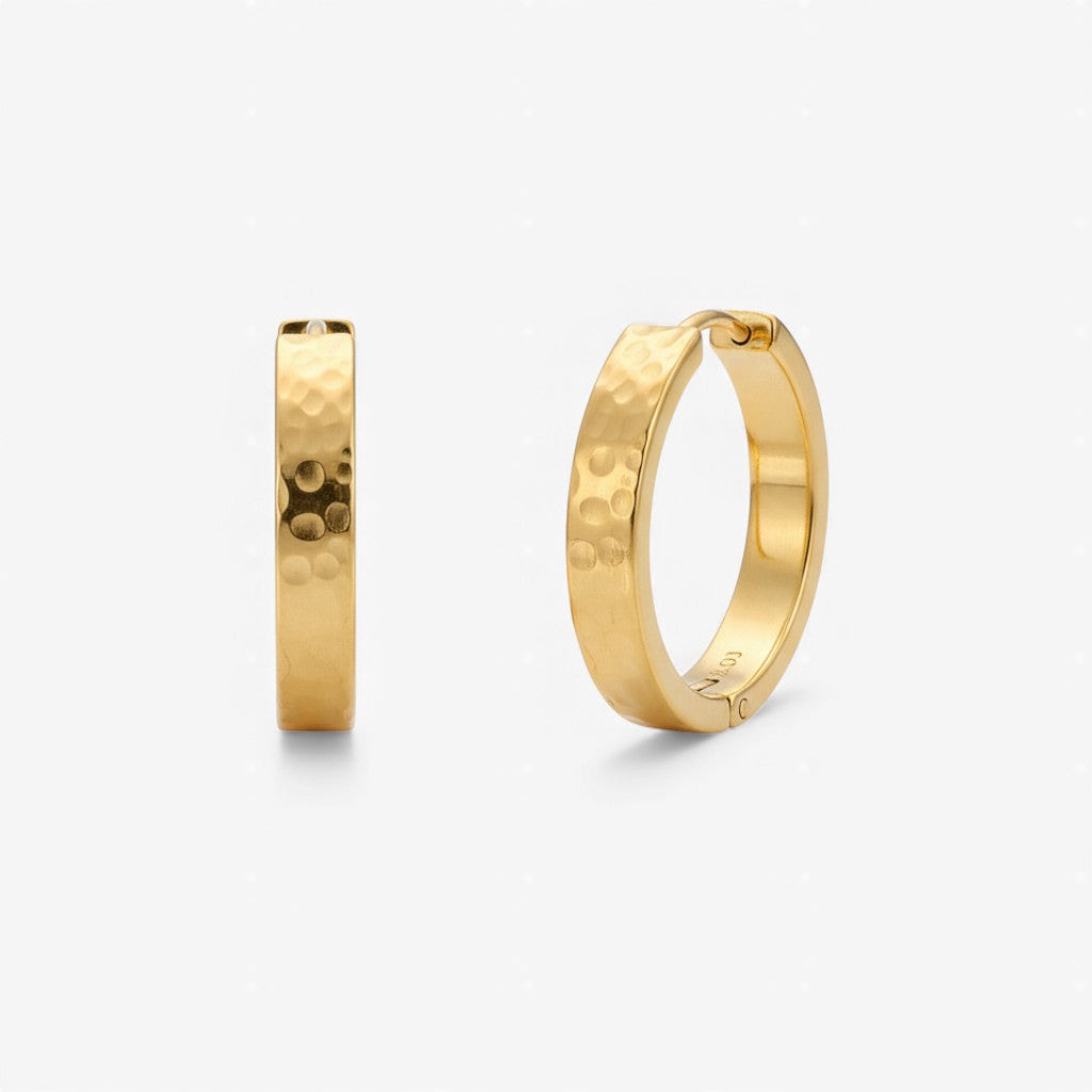 Forma Terra Earrings – Hammered Hoop