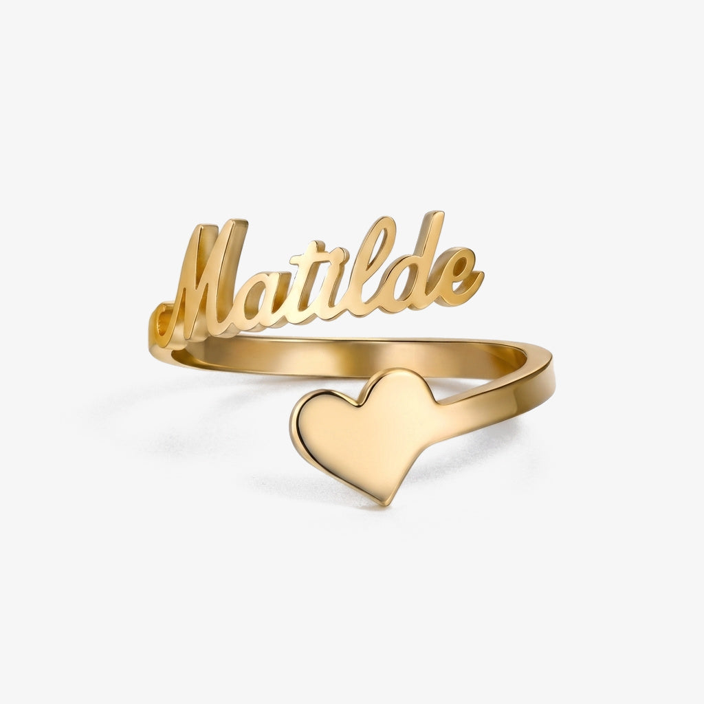 Anel Nome com Coração dourado