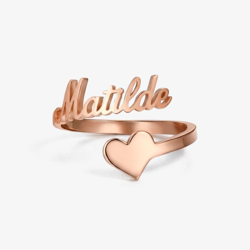 Anel Nome com Coração rosé