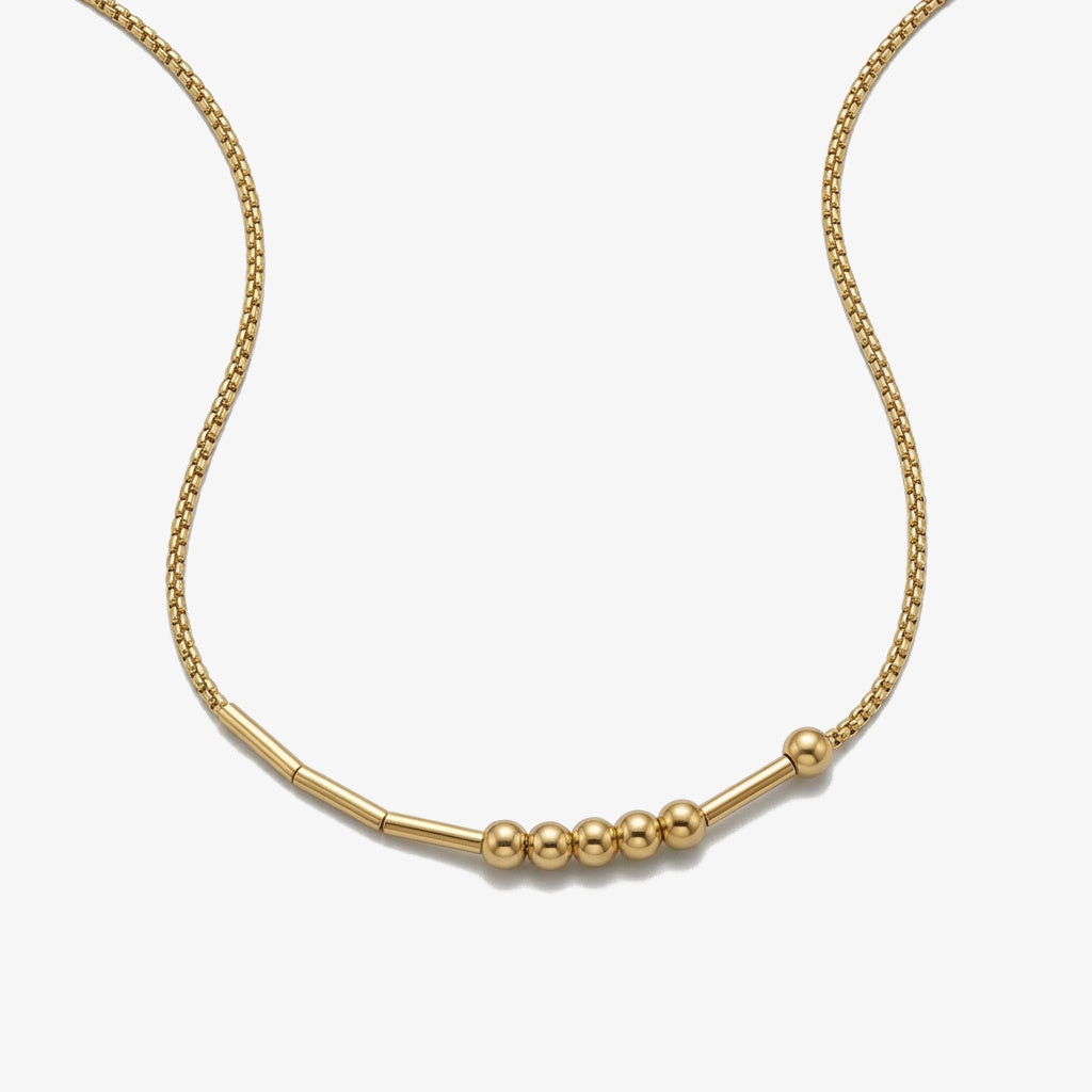 Colar Código Morse com Nome dourado