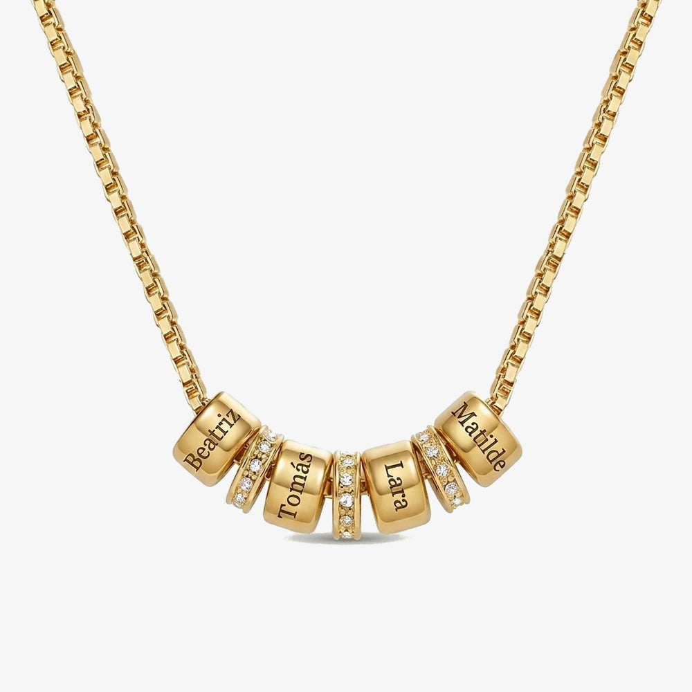 Colar Contas com Nomes dourado
