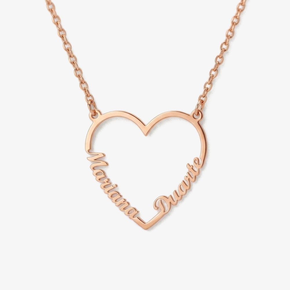 Colar Coração com Dois Nomes rosé