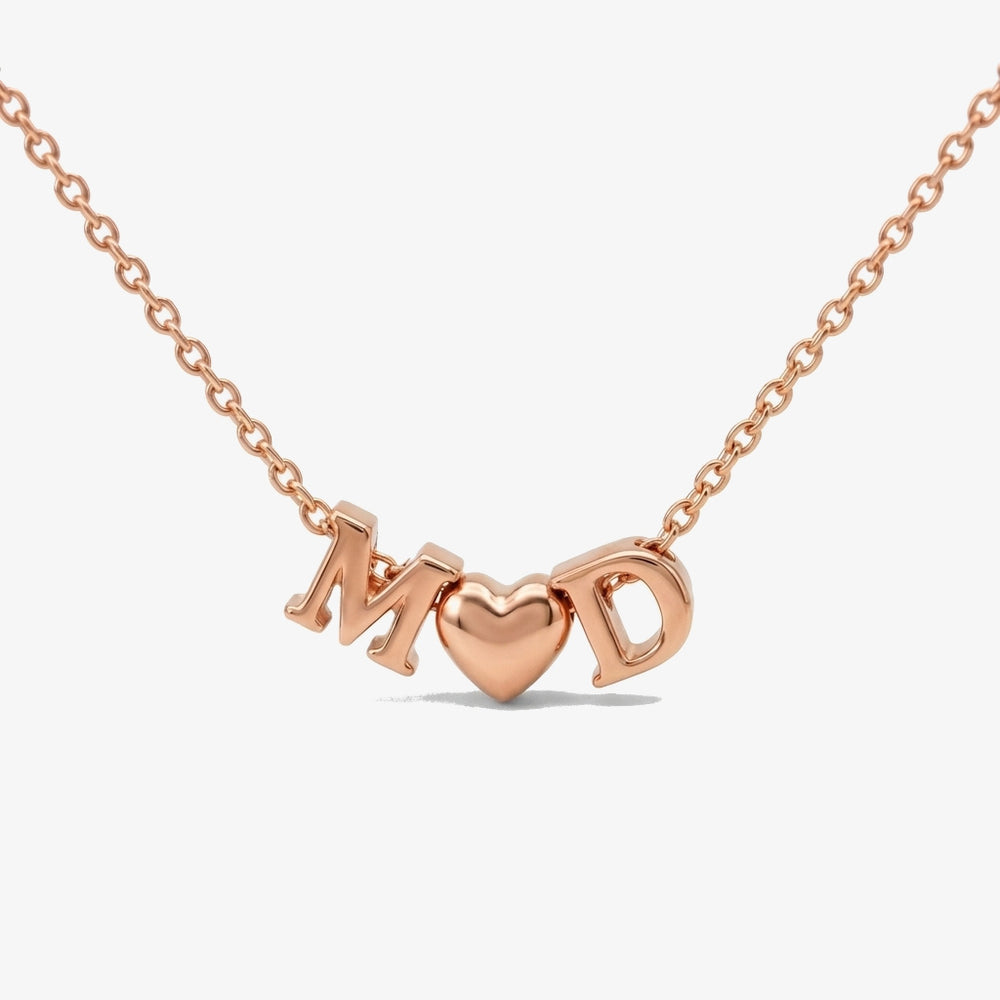 Colar Duas Iniciais com Coração rosé