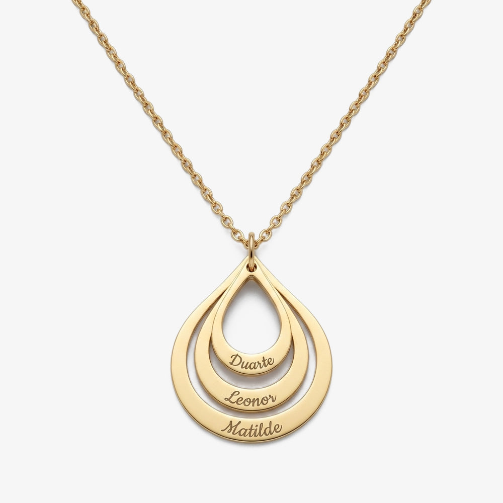 Colar Gotas com Nomes dos Filhos dourado