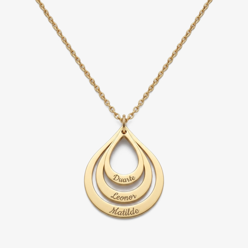 Colar Gotas com Nomes dos Filhos dourado