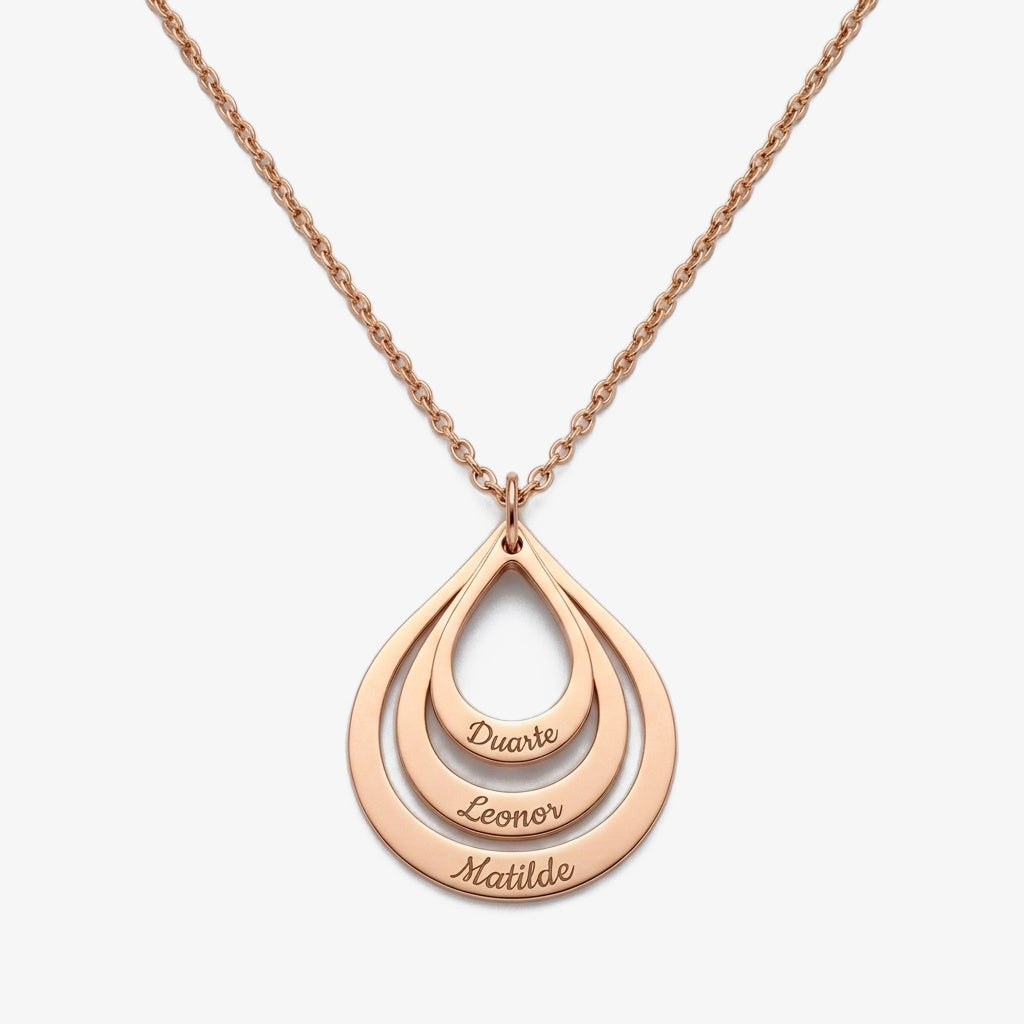 Colar Gotas com Nomes dos Filhos rosé