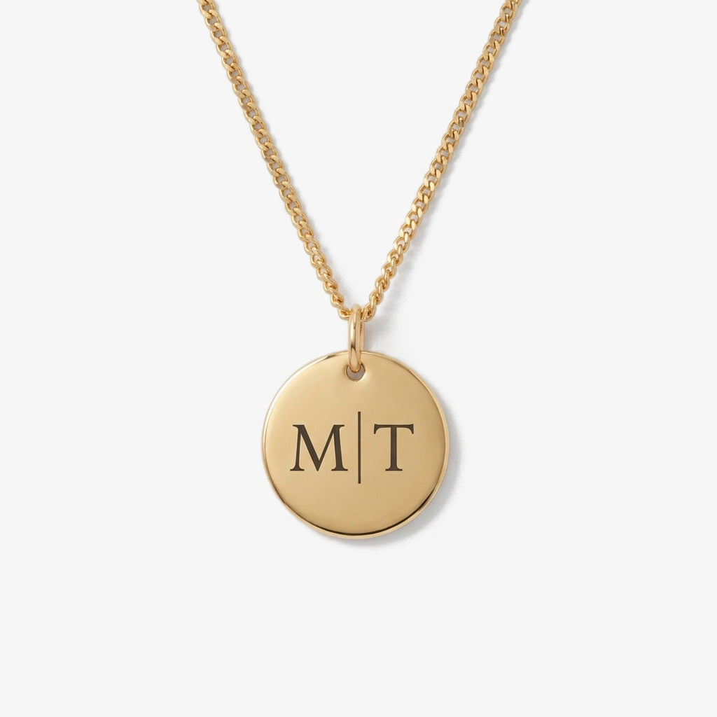 Colar Medalha Duas Iniciais dourado