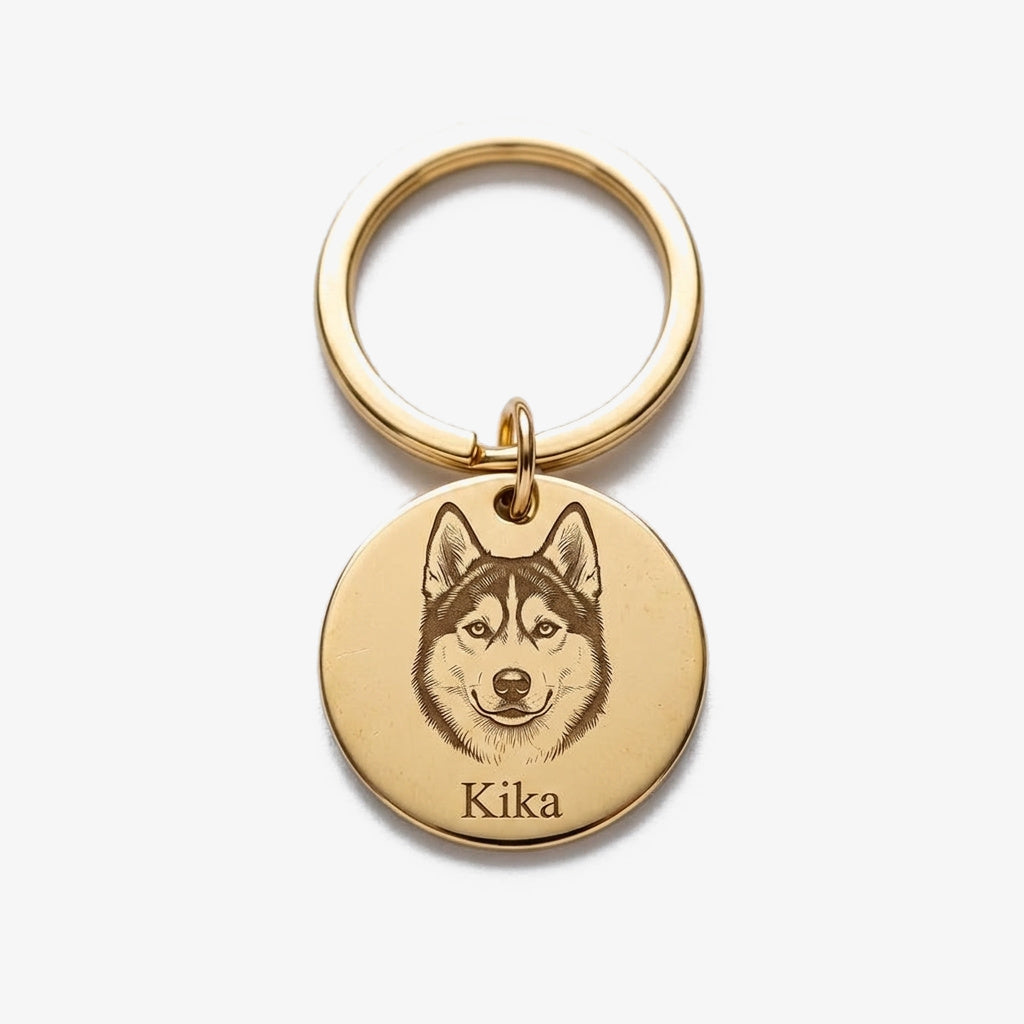 Porta-Chaves com Foto do Animal dourado