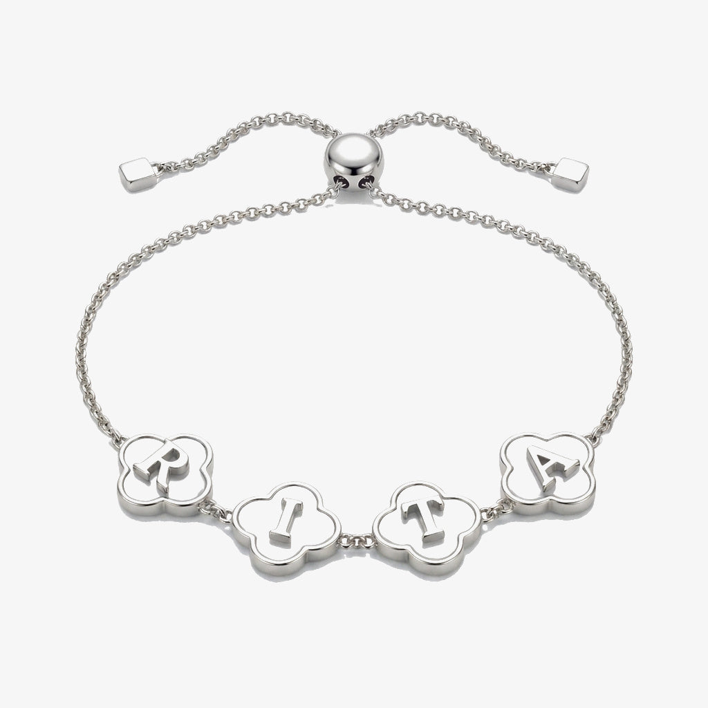 Pulseira Trevos com Nome prateado