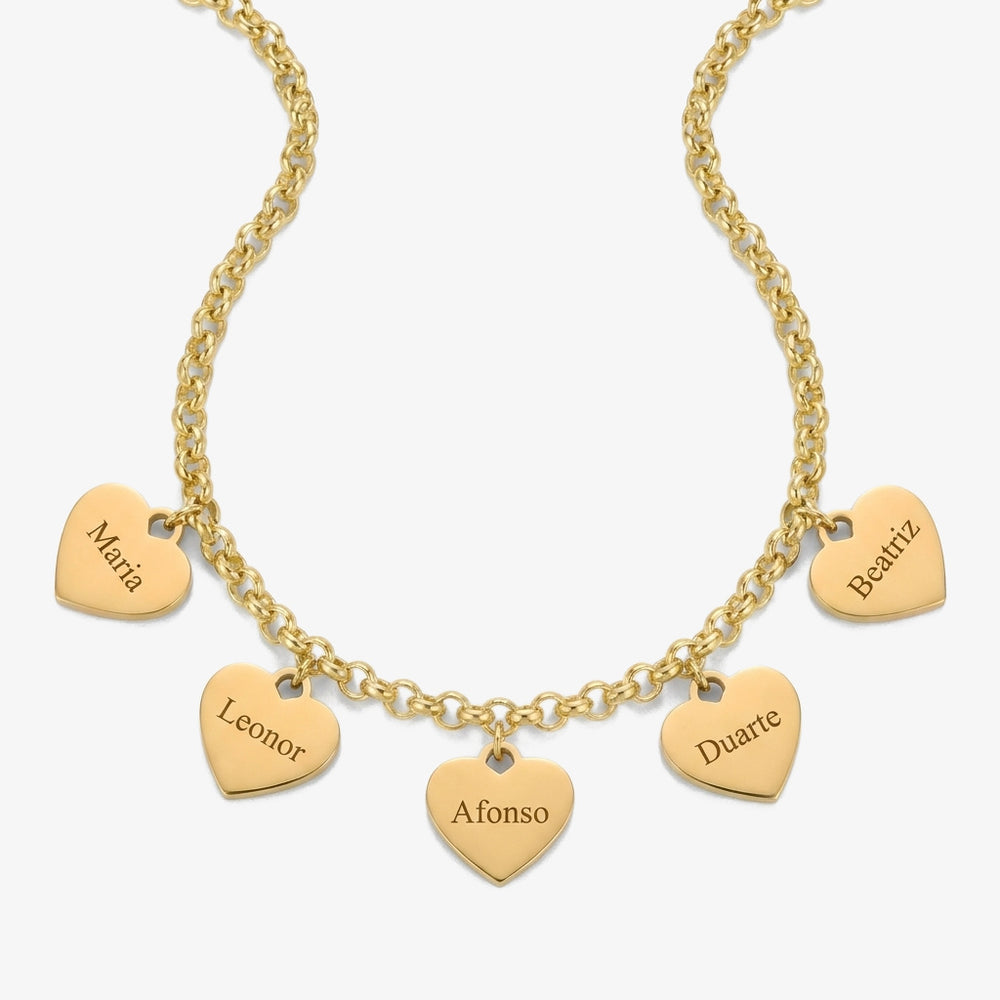 Pulseira Um Coração por Nome dourado
