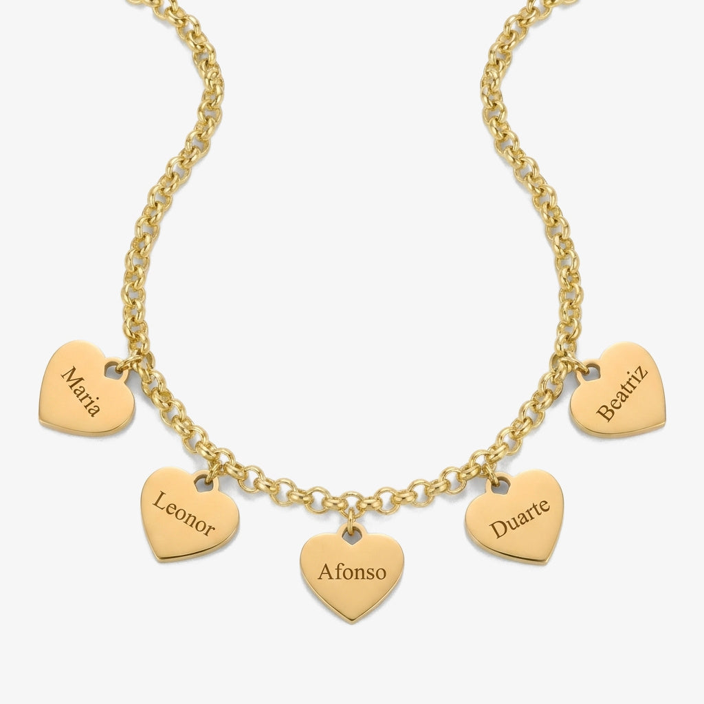 Pulseira Um Coração por Nome dourado