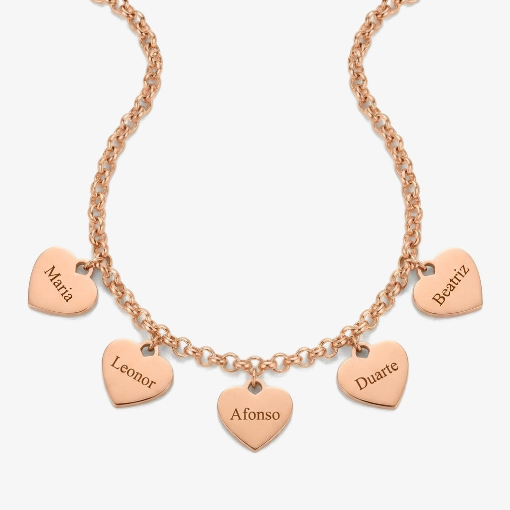 Pulseira Um Coração por Nome rosé