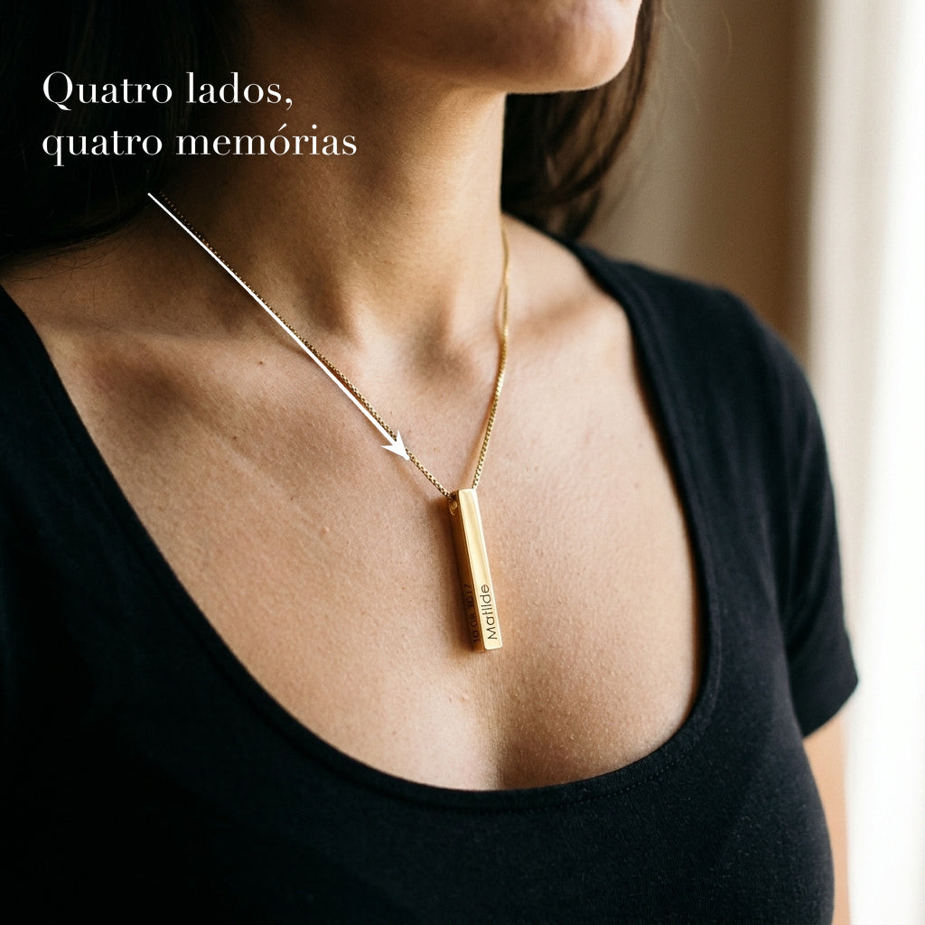 Colar barra personalizada ao pescoço