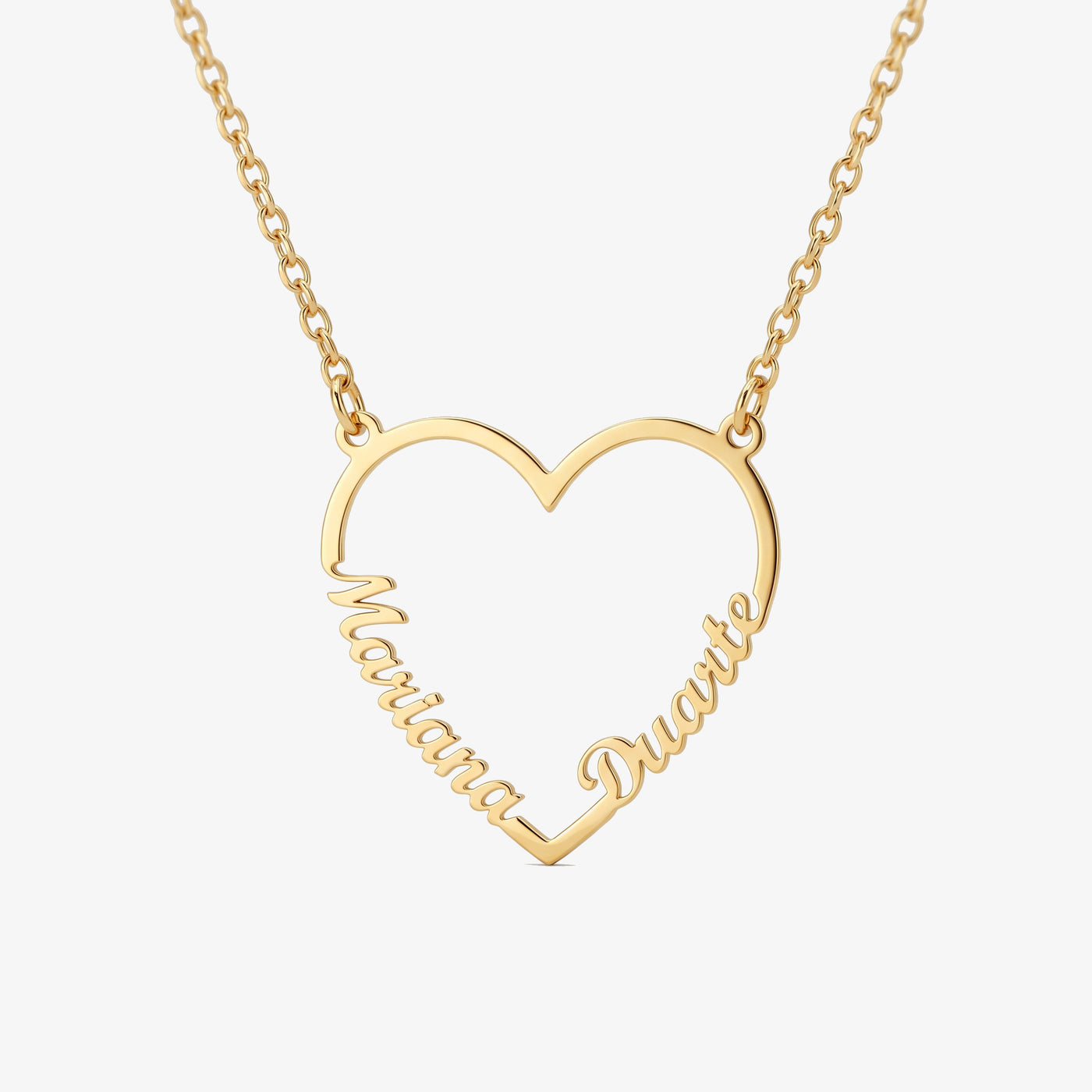 Colar Coração com Dois Nomes dourado
