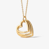 Colar Três Corações com Nomes dourado