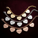 Pulseira Um Coração por Nome em dourado, prateado e rosé
