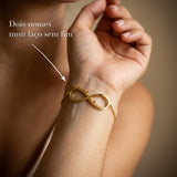 Pulseira Infinito com Nomes no pulso. Dois nomes num laço sem fim