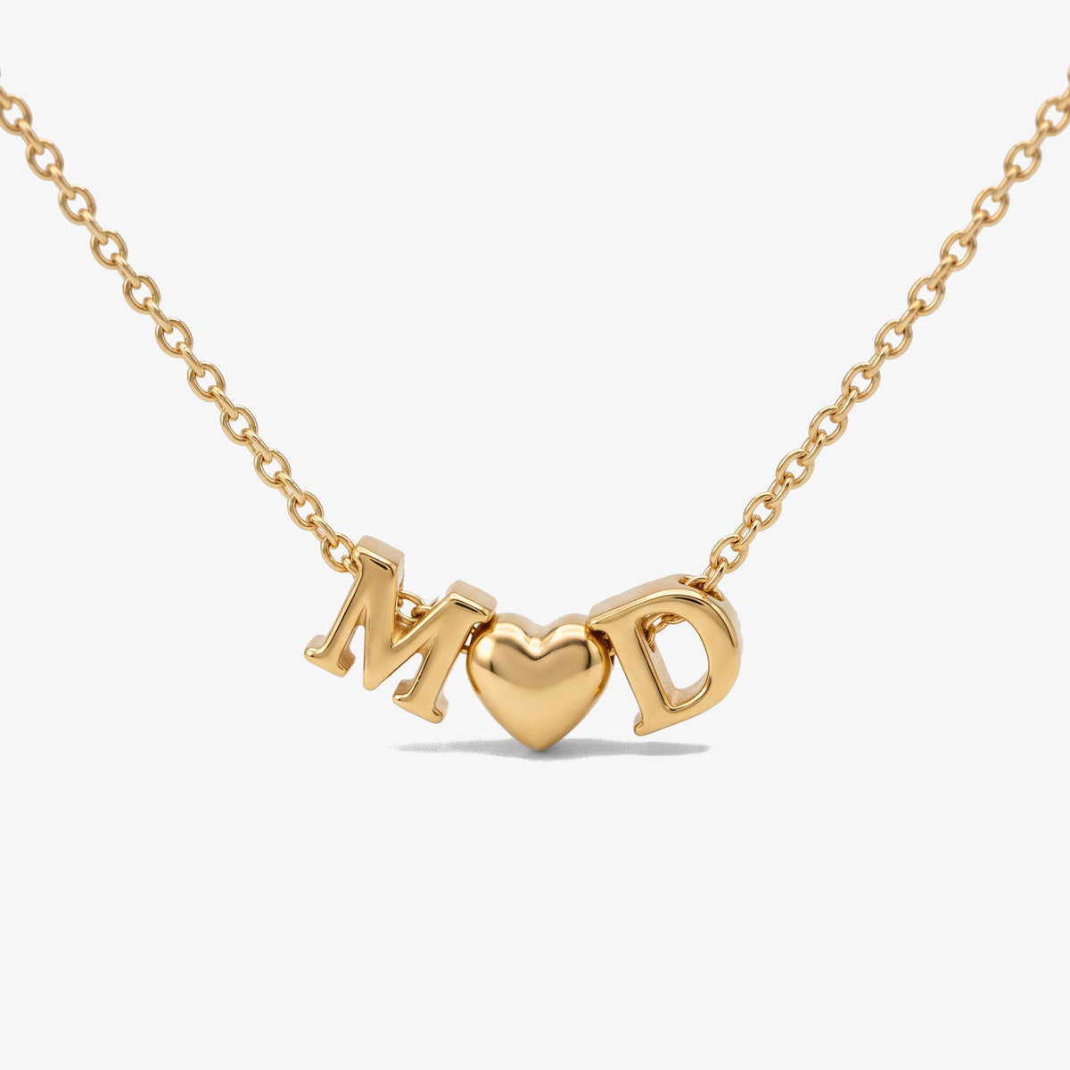 Colar Duas Iniciais com Coração dourado