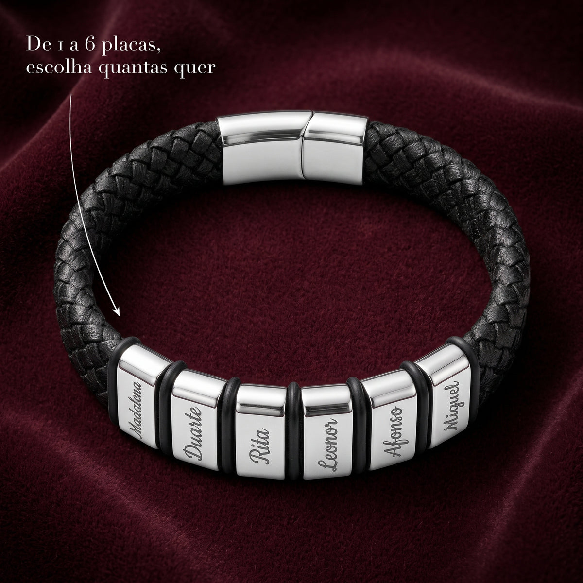 Pulseira Legado com Nomes com seis placas gravadas