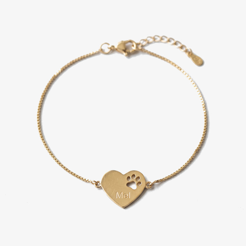 Pulseira Coração com Pata e Nome