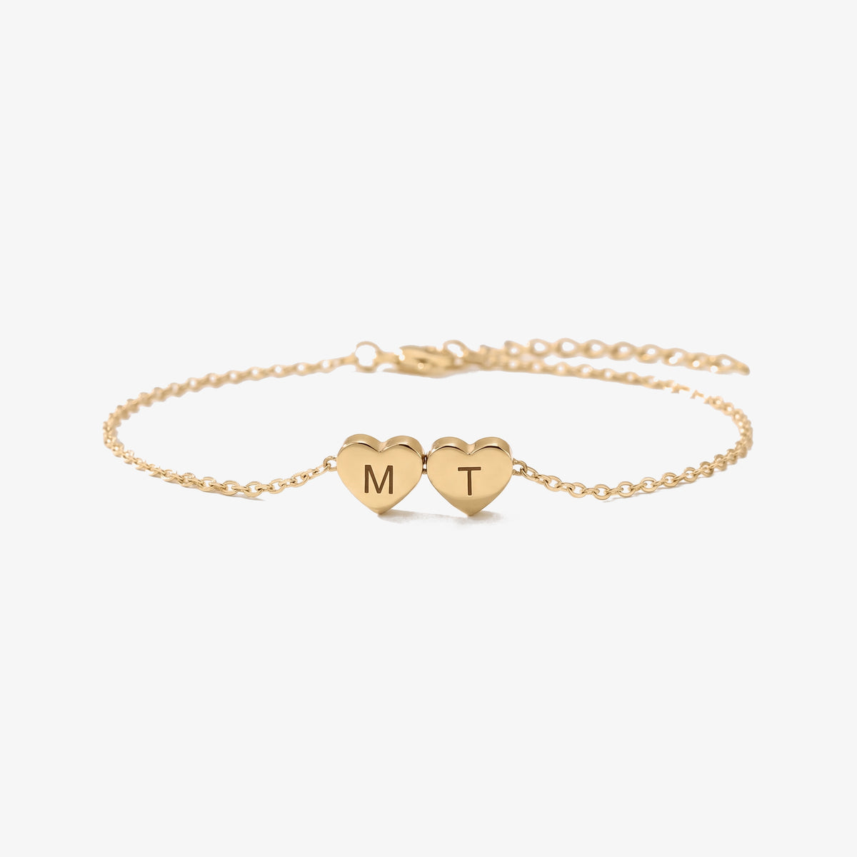 Pulseira Corações com Iniciais dourada